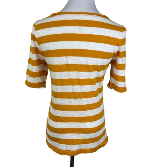 Old Navy Petite Striped Half Sleeve Ruffle Front Blouse Women's Junior Large - Picture 2 of 8